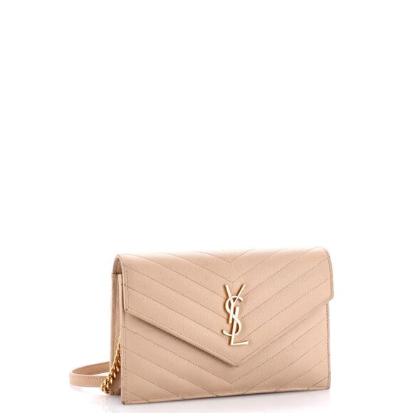 Saint Laurent Classic Monogram Wallet on Chain Matelasse Chevron Leather Small - Picture 2 of 8